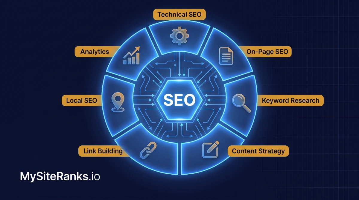 SEO is made up of 7 or more distinct disciplines that must all work together